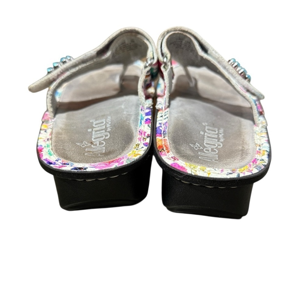 Alegria Carina Perennial Crackle Floral Leather Sandals Adjustable Sz 36 Comfort - Picture 4 of 10